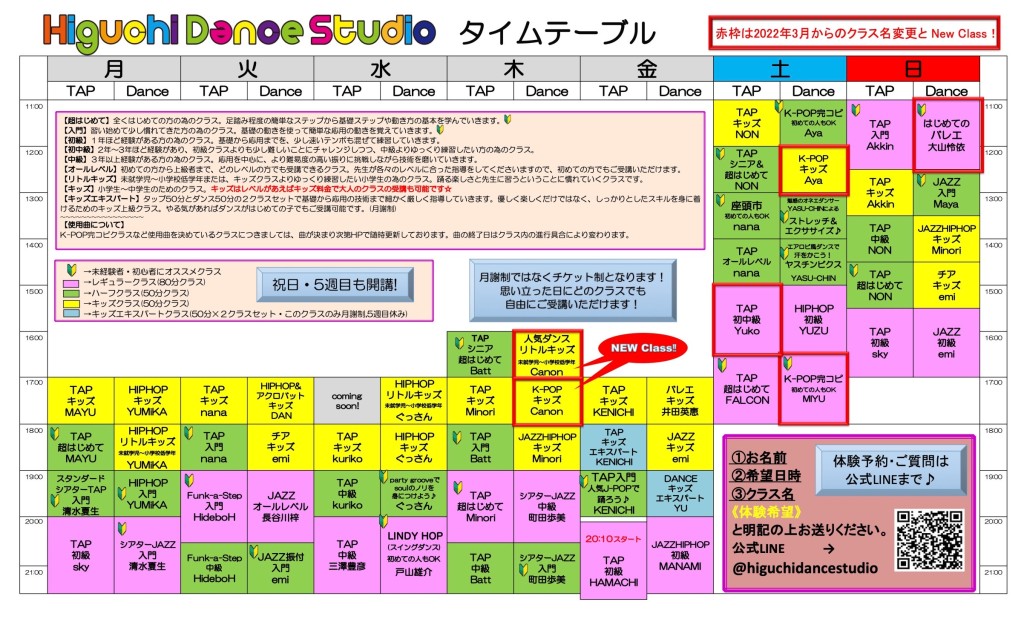 2022.3〜タイムテーブル